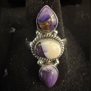 Elegant‎ Purple Dahlia and Sterling Silver Women's Ring